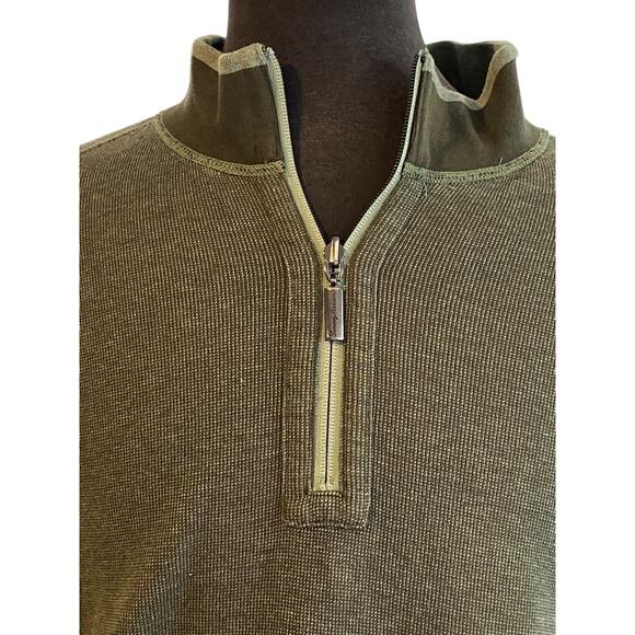 Size 2x Tommy Bahama Mens 1/4 Zip Reversible Sweatshirt Sweater Army Green - Picture 9 of 11